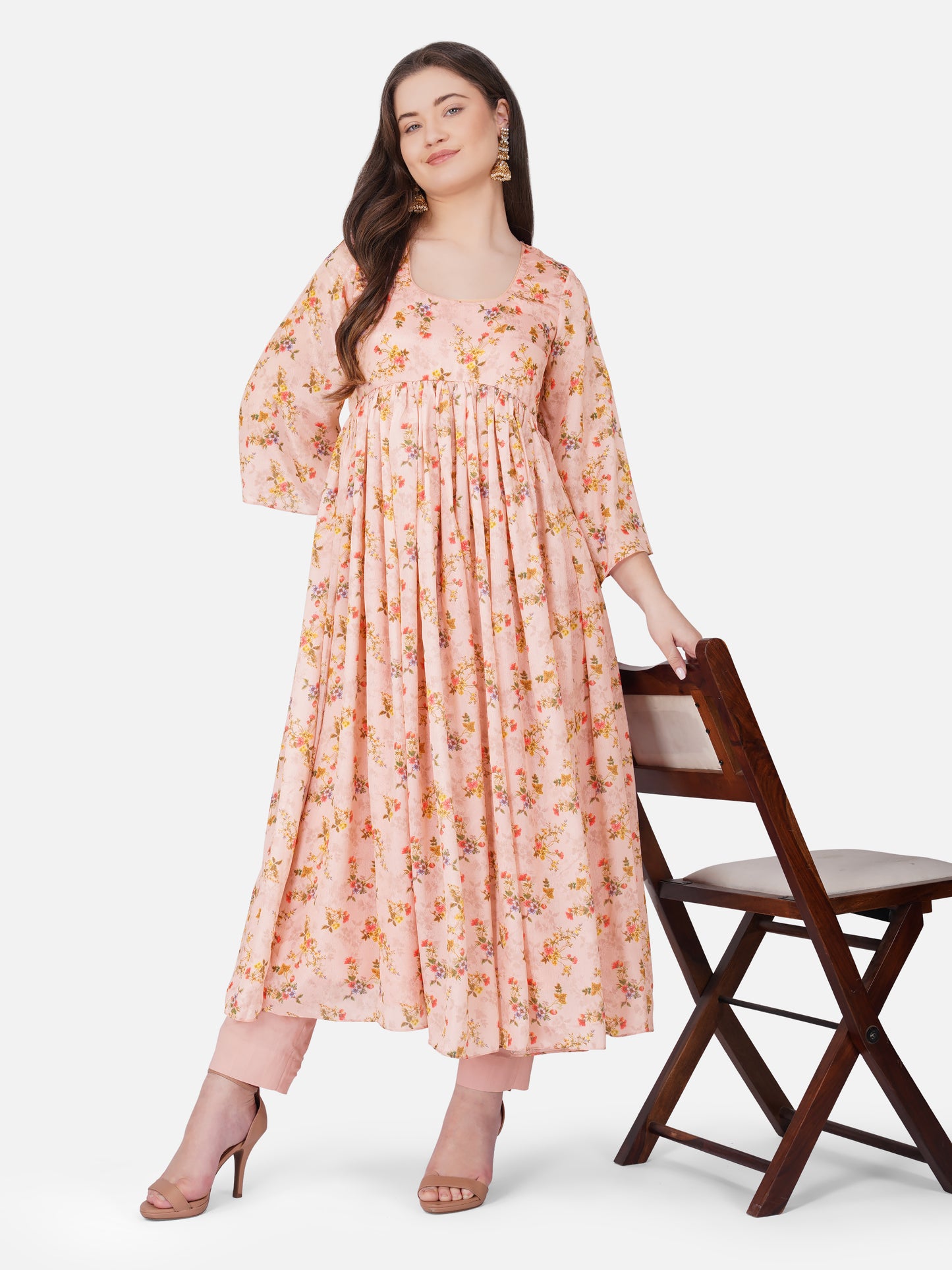 Vaclav women's maxi frock with pant/ chinon long frock women's/women dress