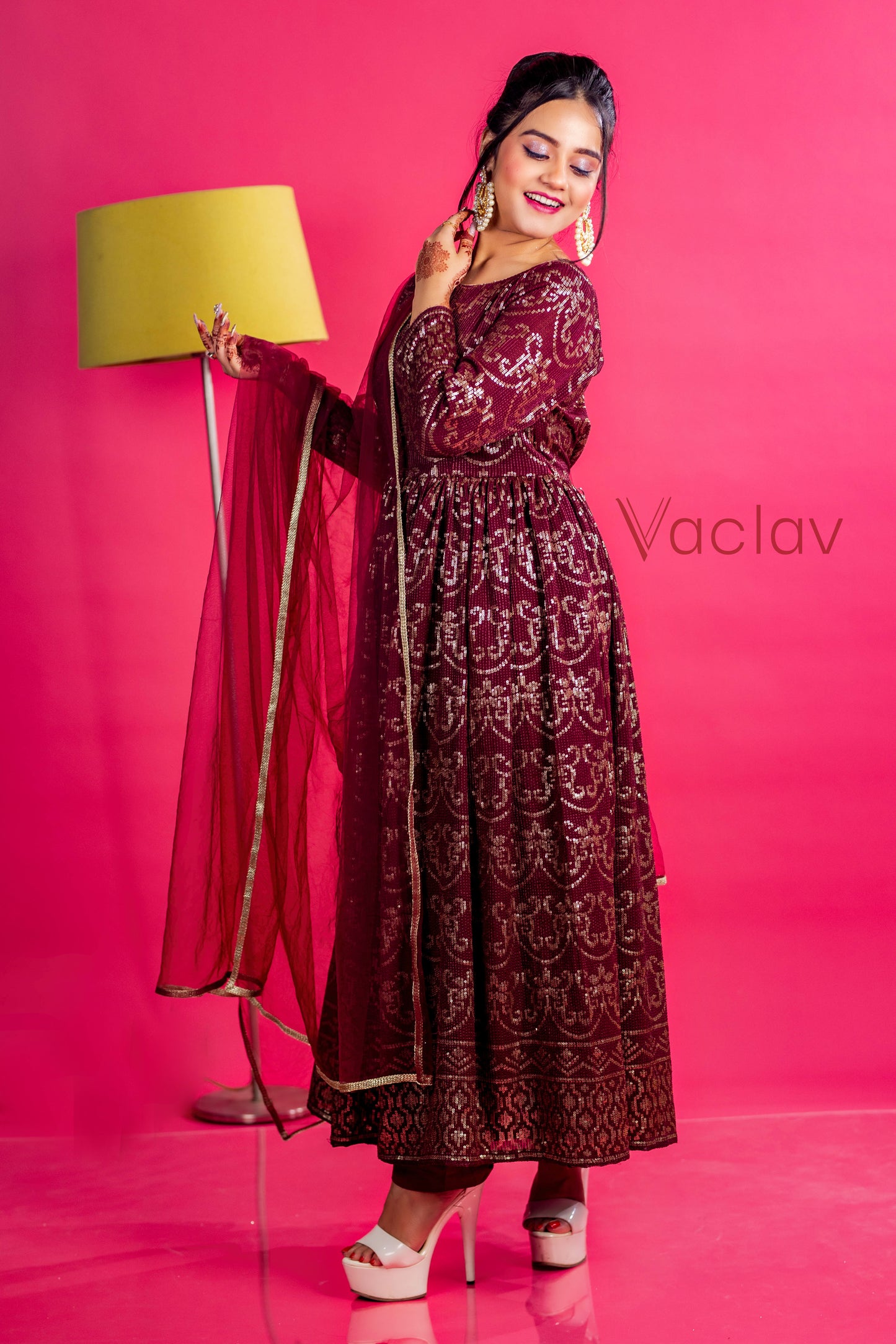 Zoya Anarkali Set with Pant & Dupatta in Georgette Fabric