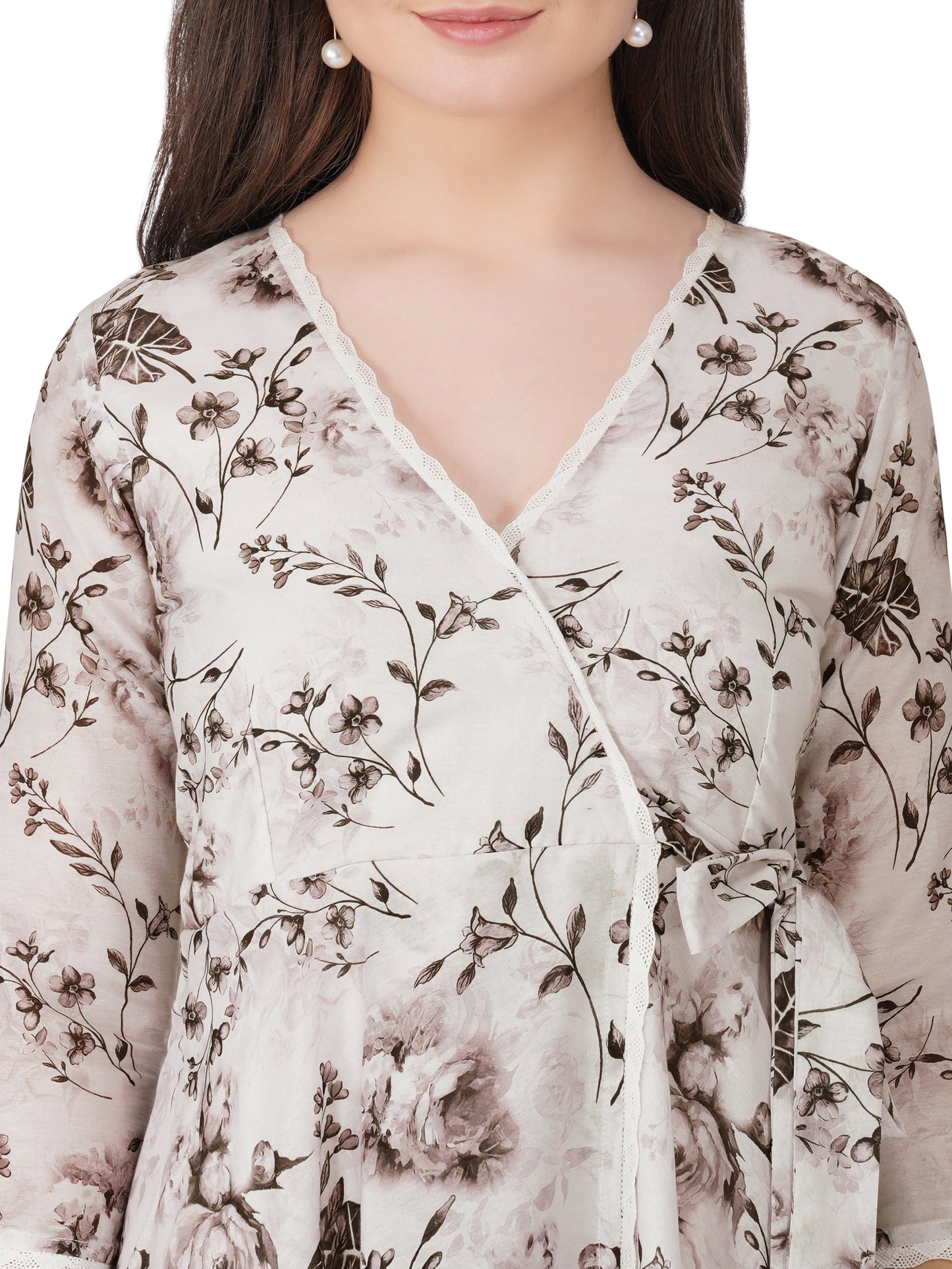 Women’s Off-White &amp; Black Angarkha Style Kurta