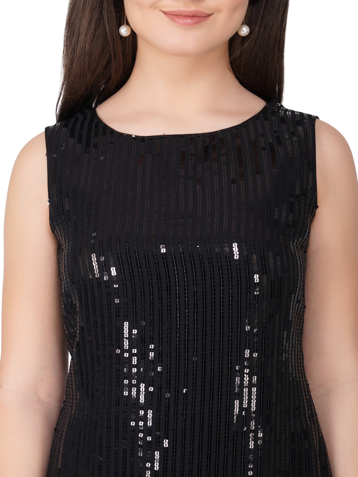 Vaclav Women’s Black Georgette Bodycon Dress