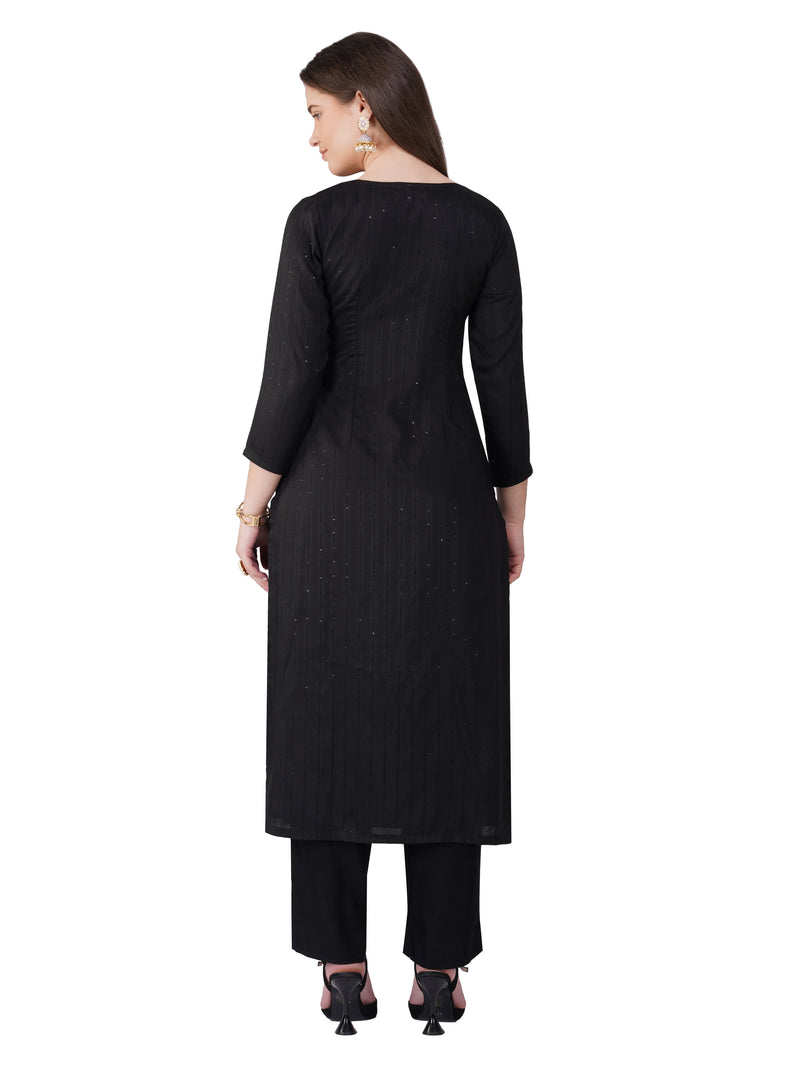 Black sequence kurta pant with dupatta