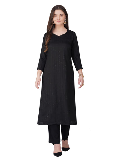 Black sequence kurta pant with dupatta