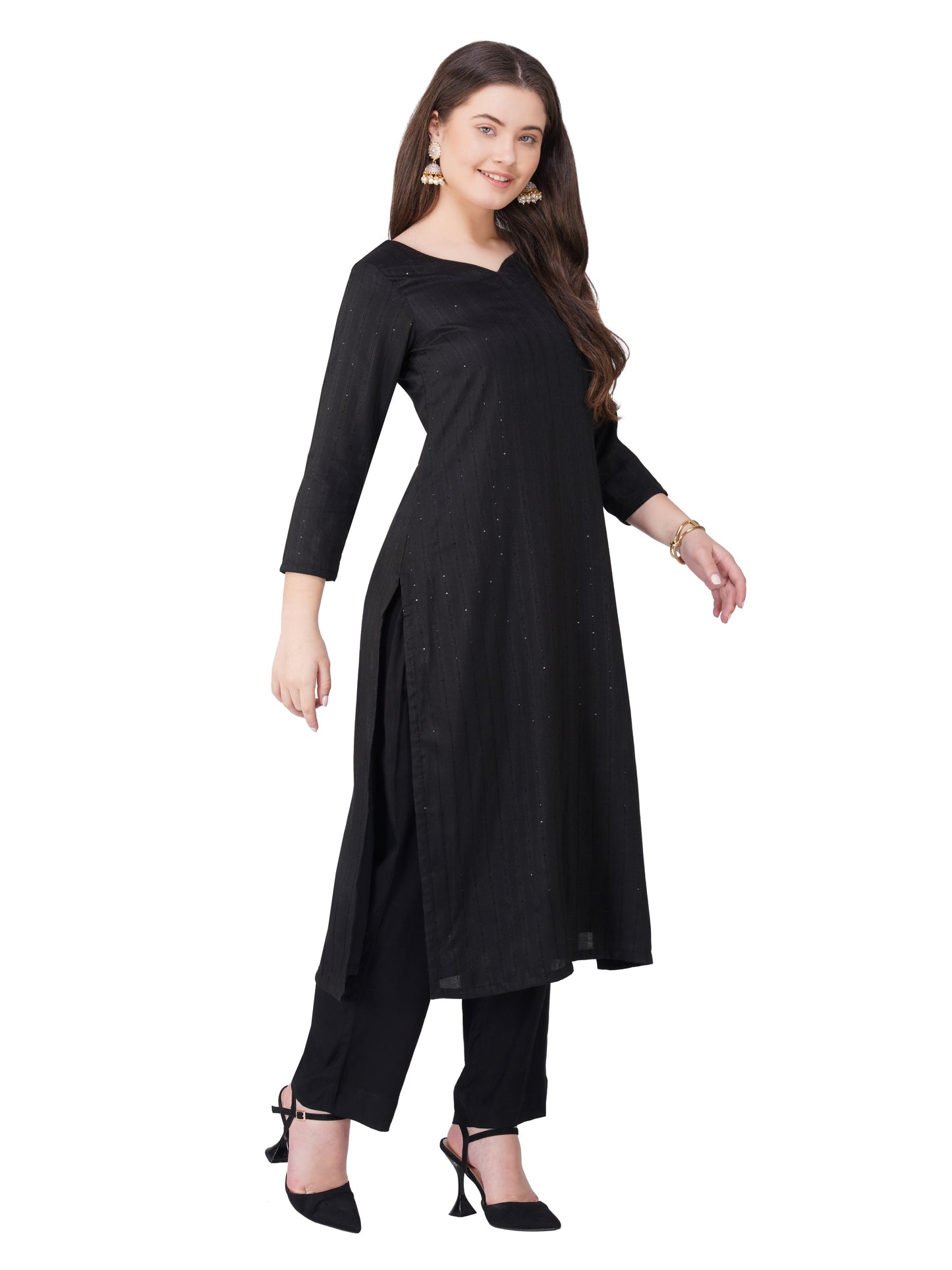 Black sequence kurta pant with dupatta