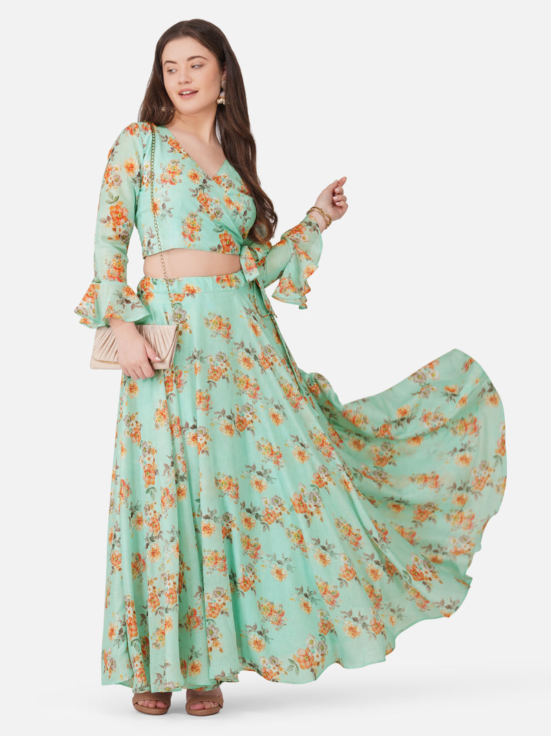 Pistachio Floral Skirt and Blouse Set – Summer Breeze Collection