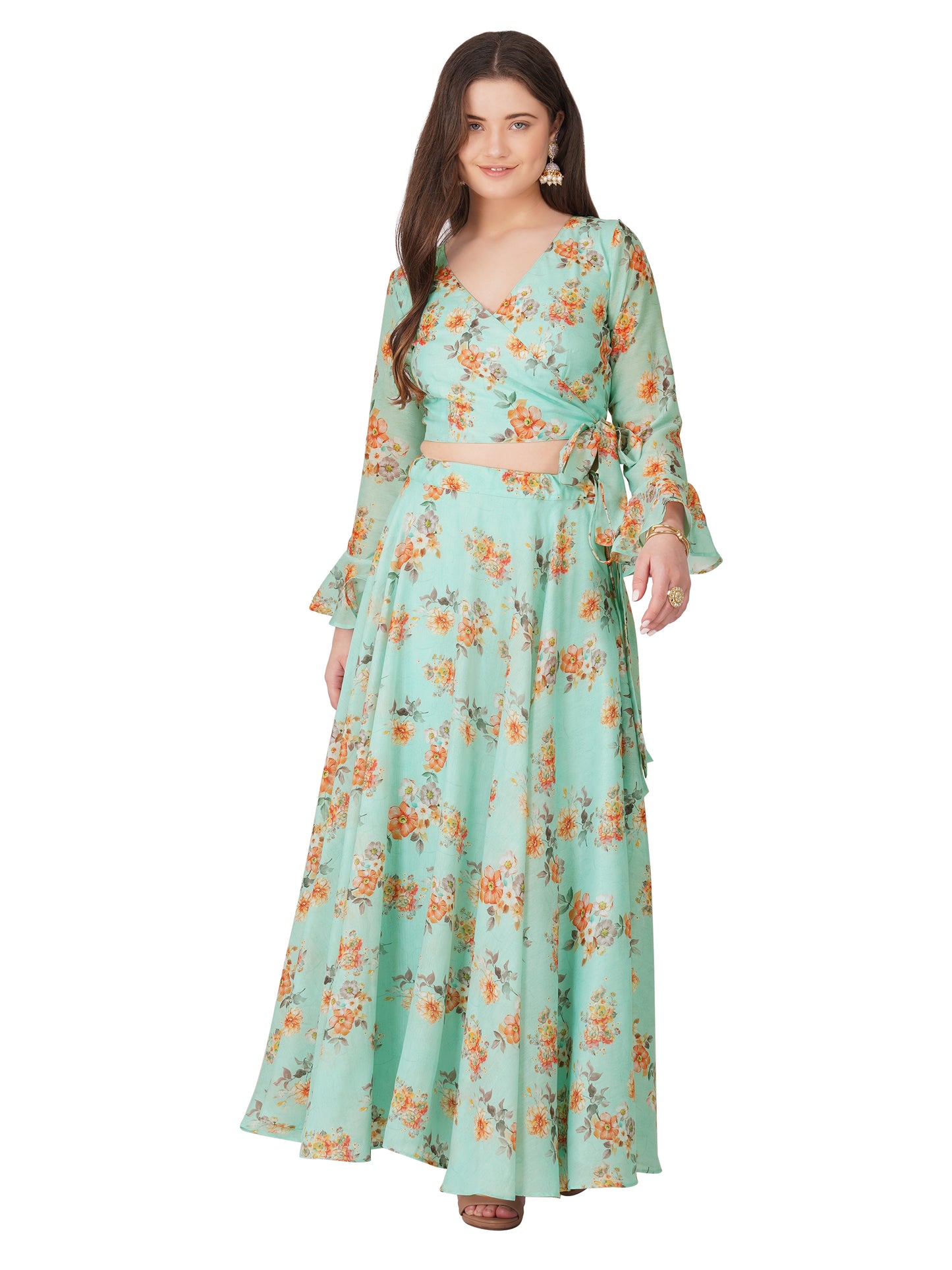 Pistachio Floral Skirt and Blouse Set – Summer Breeze Collection