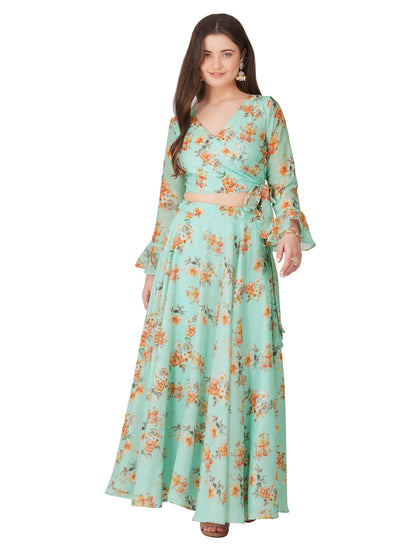 Pistachio Floral Skirt and Blouse Set – Summer Breeze Collection