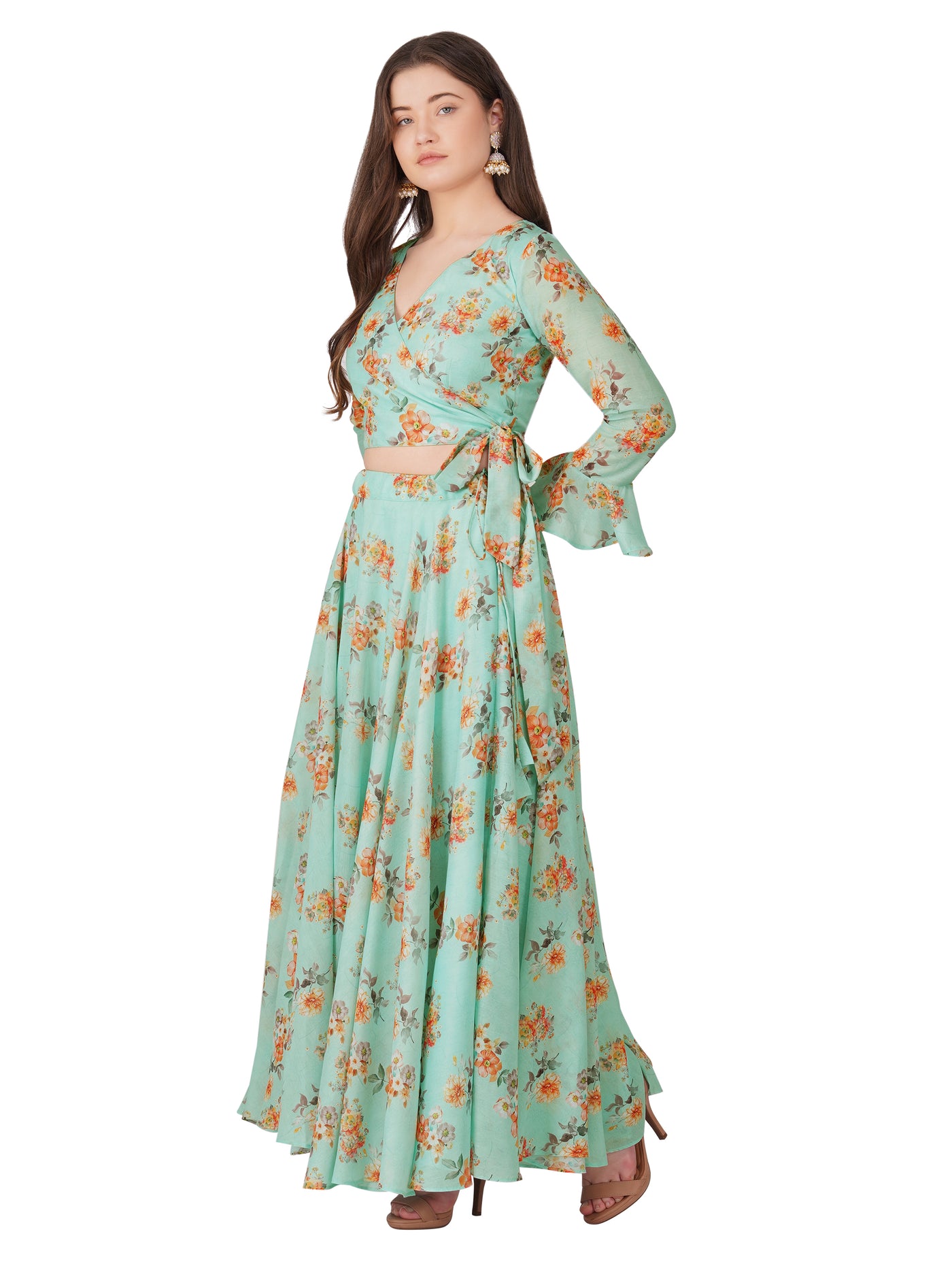 Pistachio Floral Skirt and Blouse Set – Summer Breeze Collection