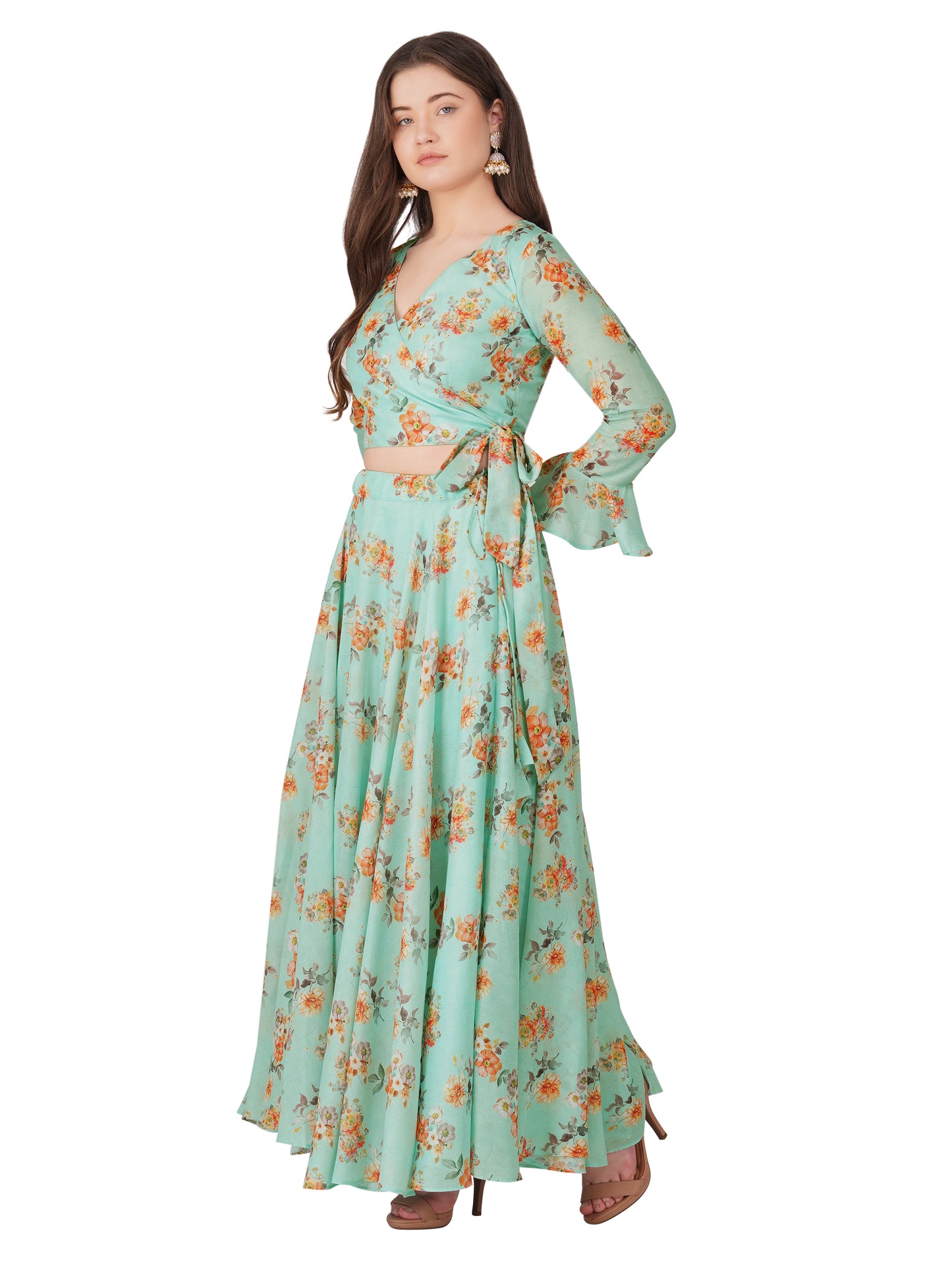 Pistachio Floral Skirt and Blouse Set – Summer Breeze Collection