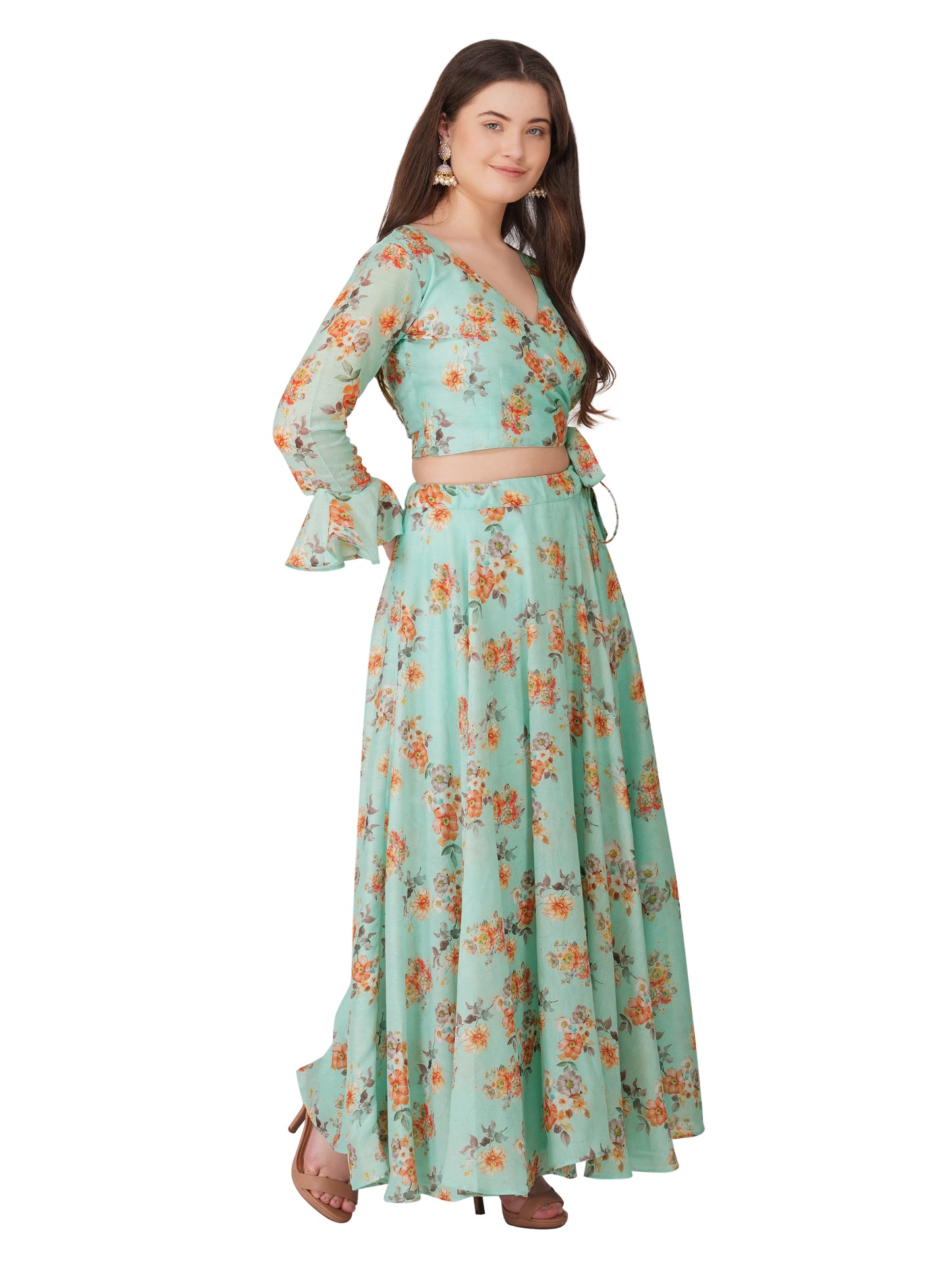 Pistachio Floral Skirt and Blouse Set – Summer Breeze Collection