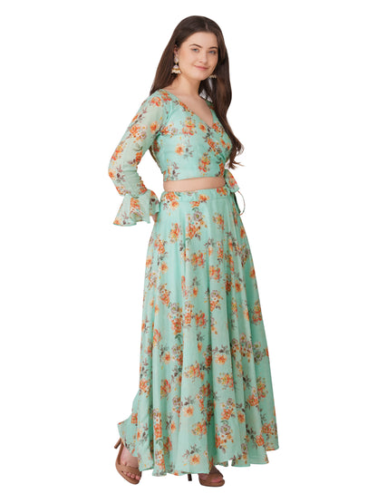 Pistachio Floral Skirt and Blouse Set – Summer Breeze Collection