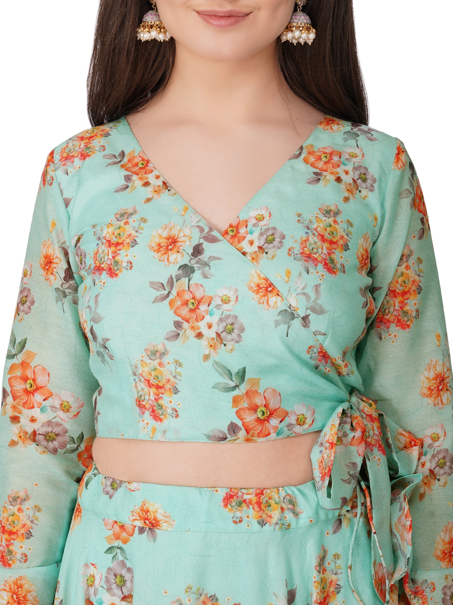 Pistachio Floral Skirt and Blouse Set – Summer Breeze Collection