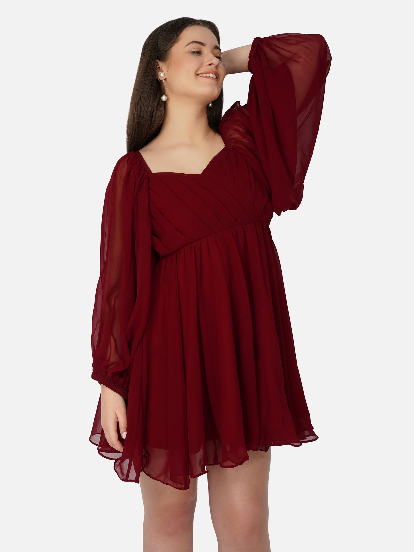 Vaclav Women’s Red Indo-Western Short Dress