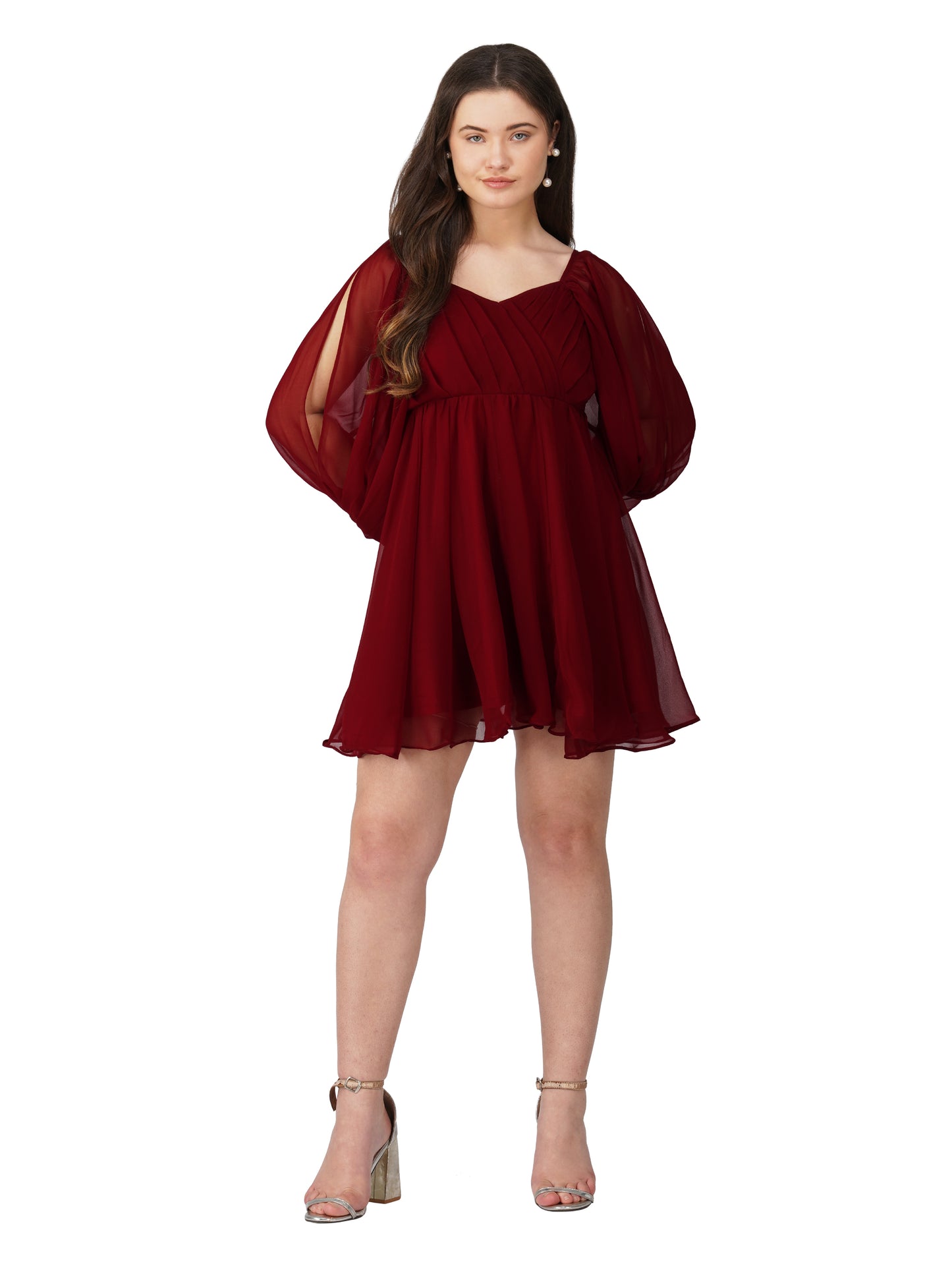 Vaclav Women’s Red Indo-Western Short Dress