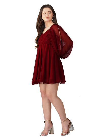 Vaclav Women’s Red Indo-Western Short Dress