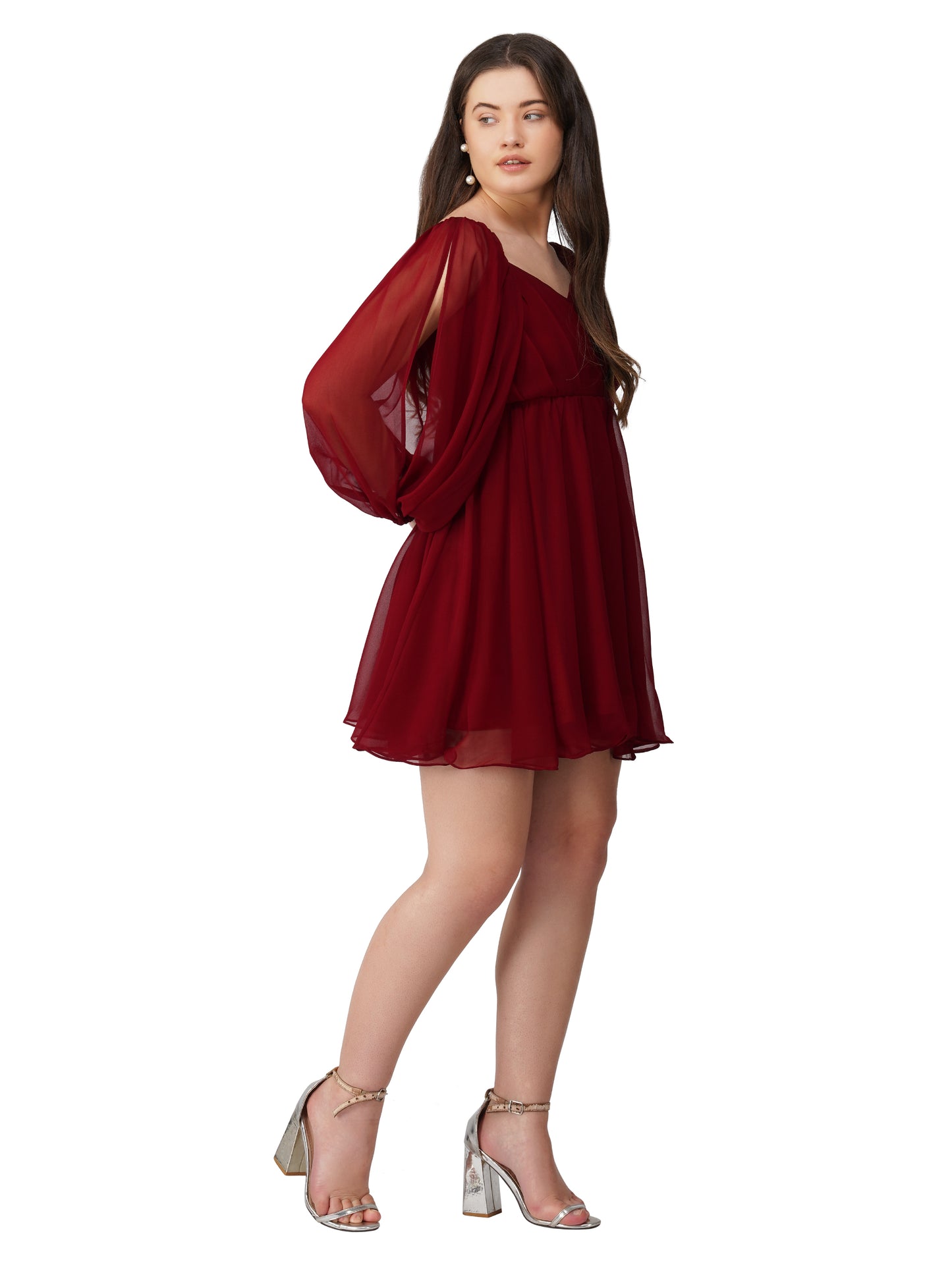 Vaclav Women’s Red Indo-Western Short Dress