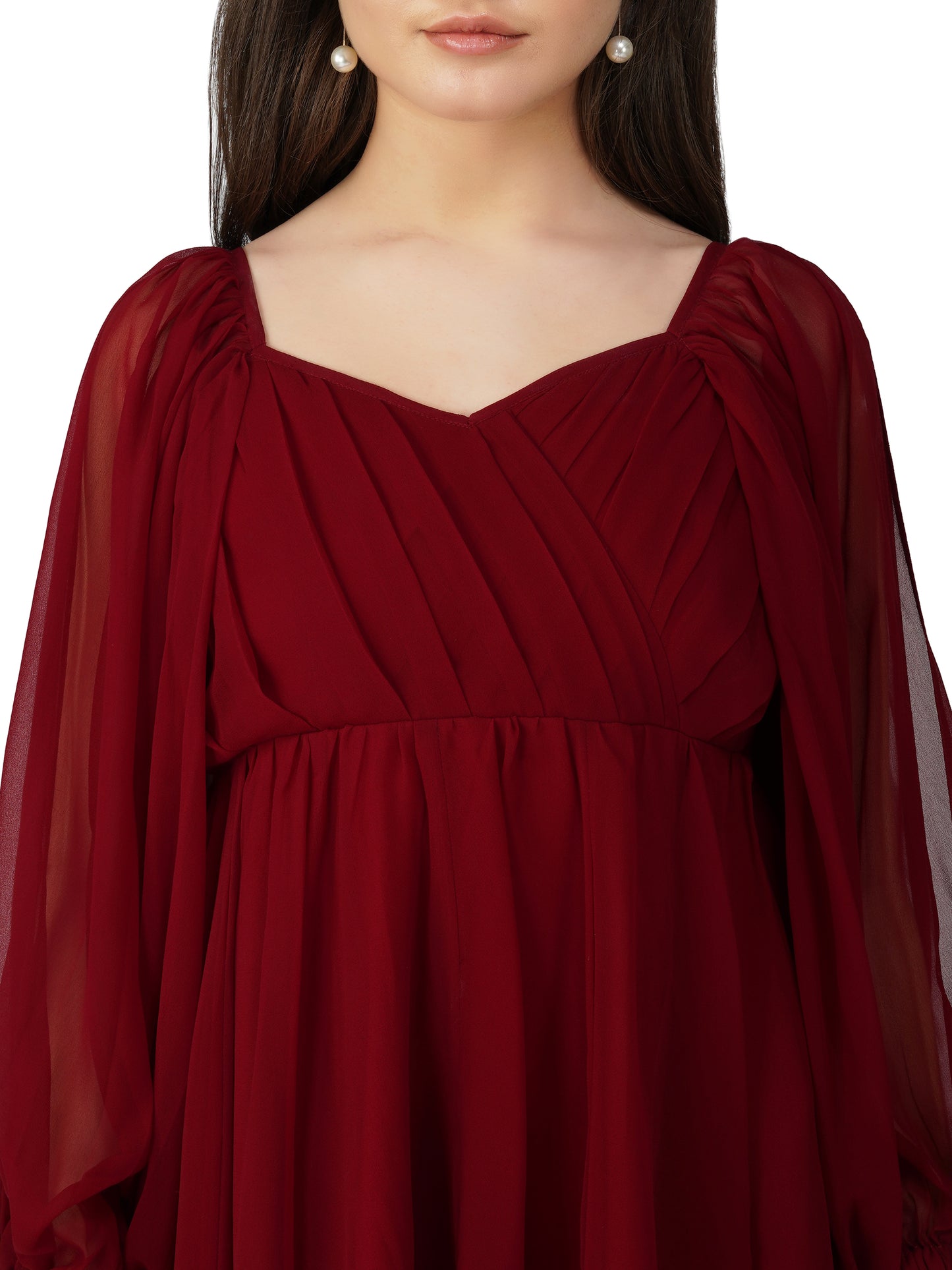 Vaclav Women’s Red Indo-Western Short Dress