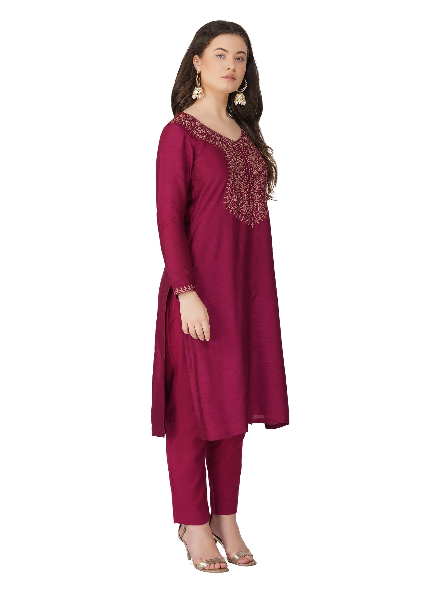 Vaclav Vine Embroidered Kurta Pant Set with Dupatta – Roman Silk