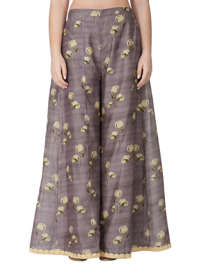 Vaclav Women’s Grey Angarkha Style Set with Plazo