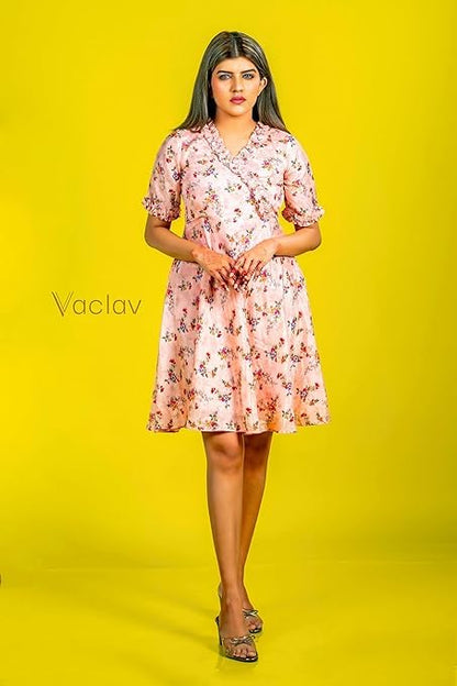 Peachy Chic Chinon Short Dress - Elegant Women's Cocktail Dress, Perfect for Parties & Weddings
