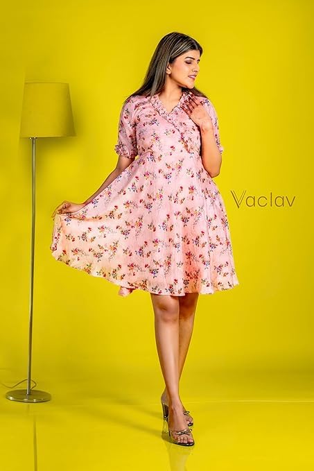 Peachy Chic Chinon Short Dress - Elegant Women's Cocktail Dress, Perfect for Parties & Weddings