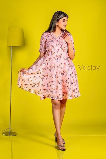 Peachy Chic Chinon Short Dress - Elegant Women's Cocktail Dress, Perfect for Parties & Weddings