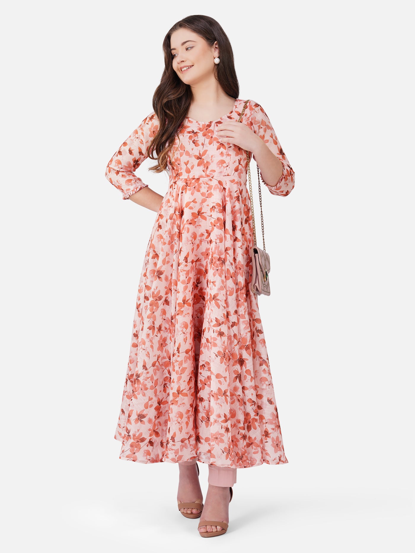 Vaclav women's fit and floral umbrella frock with pant lalon/ women dr