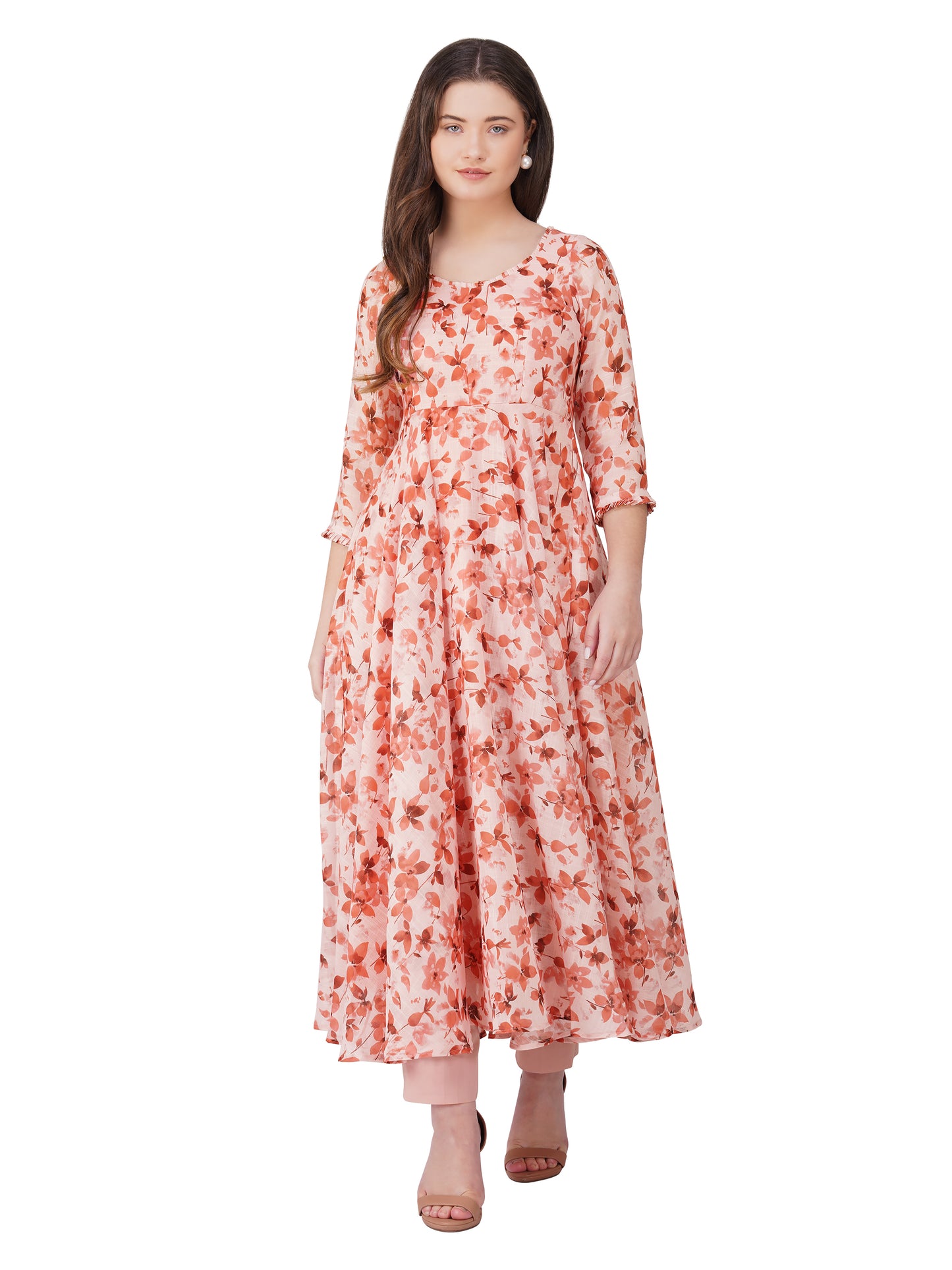 Vaclav women's fit and floral umbrella frock with pant lalon/ women dress/