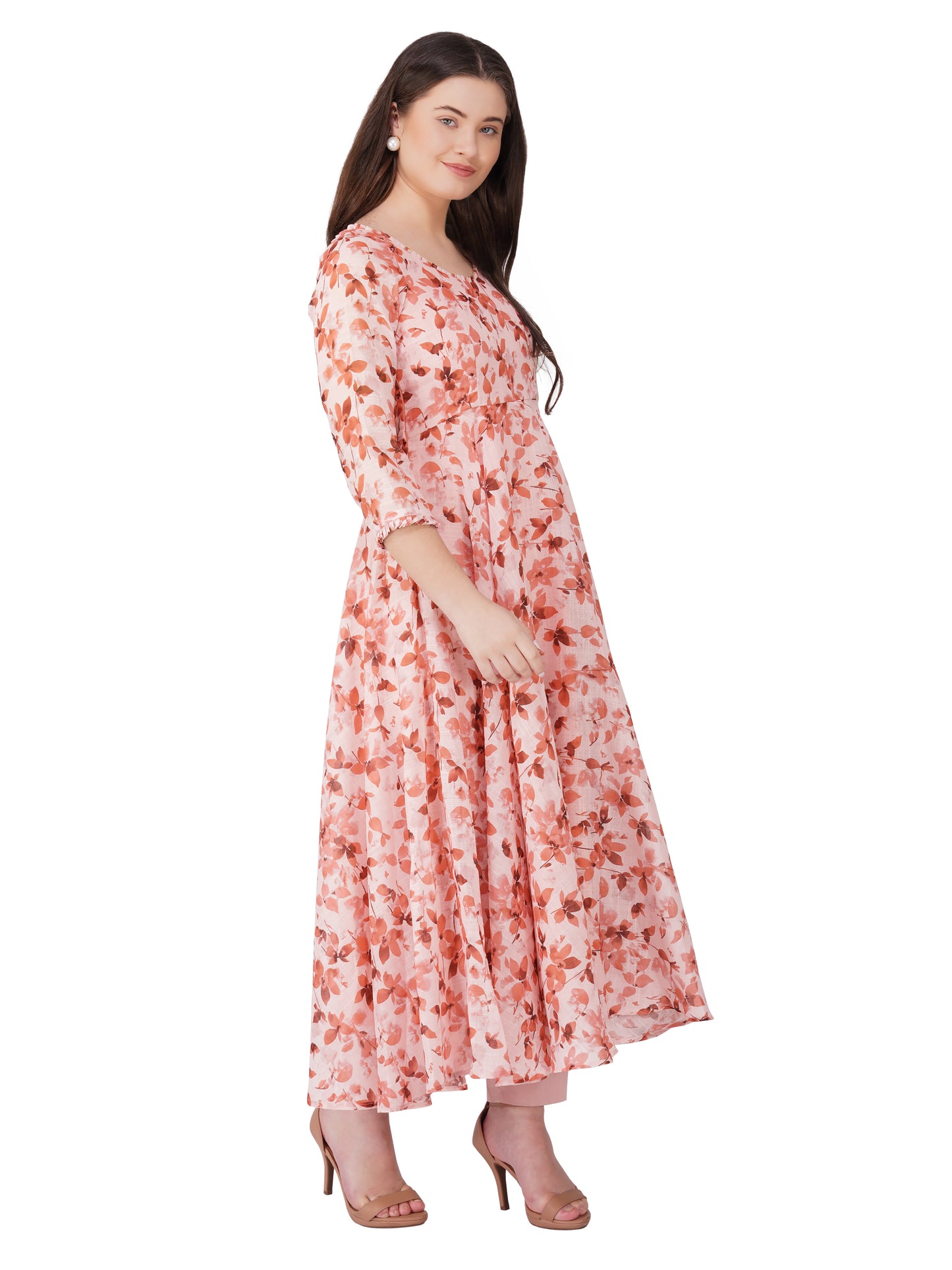 Vaclav women's fit and floral umbrella frock with pant lalon/ women dress/