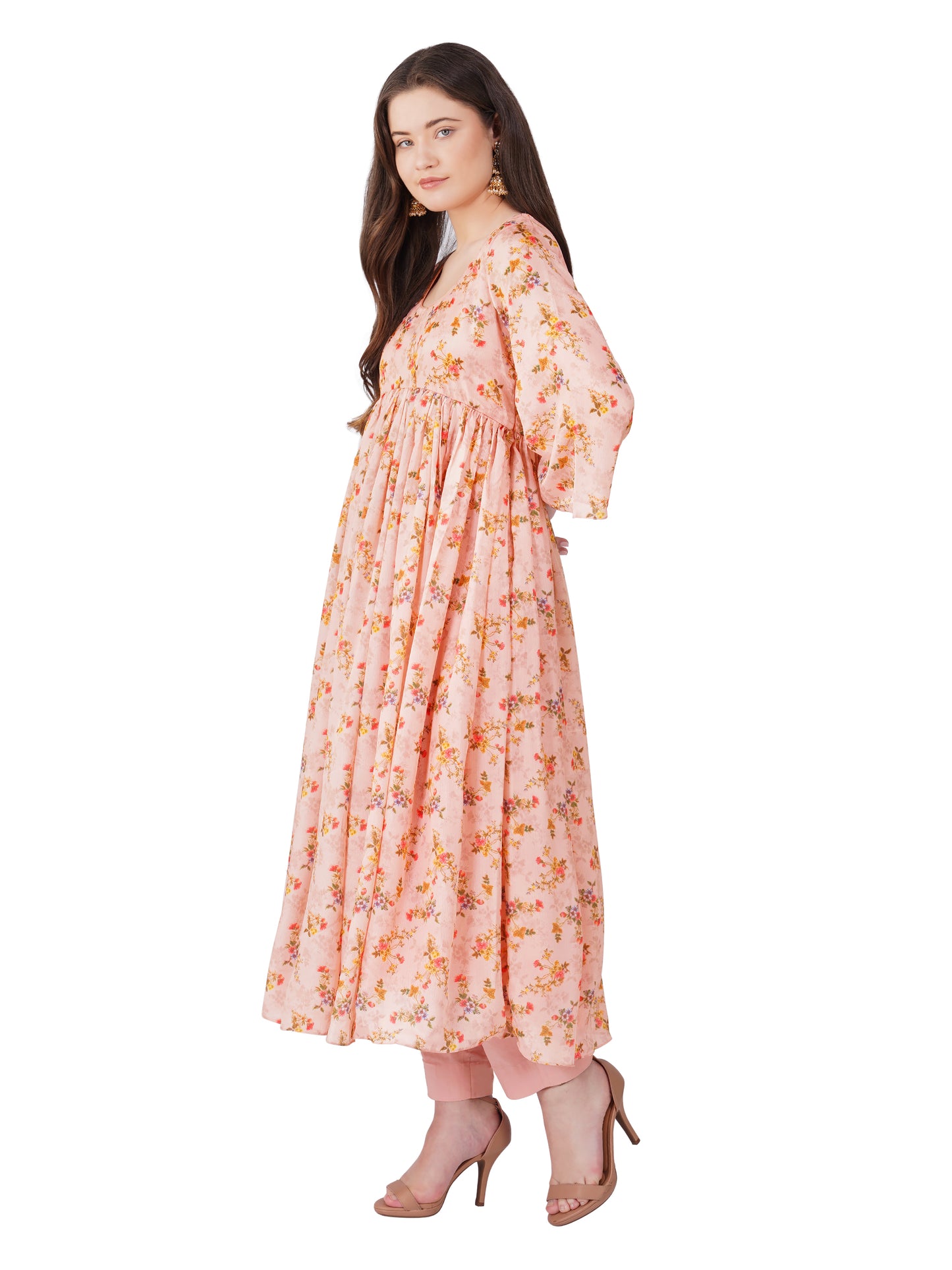 Vaclav women's maxi frock with pant/ chinon long frock women's/women dress