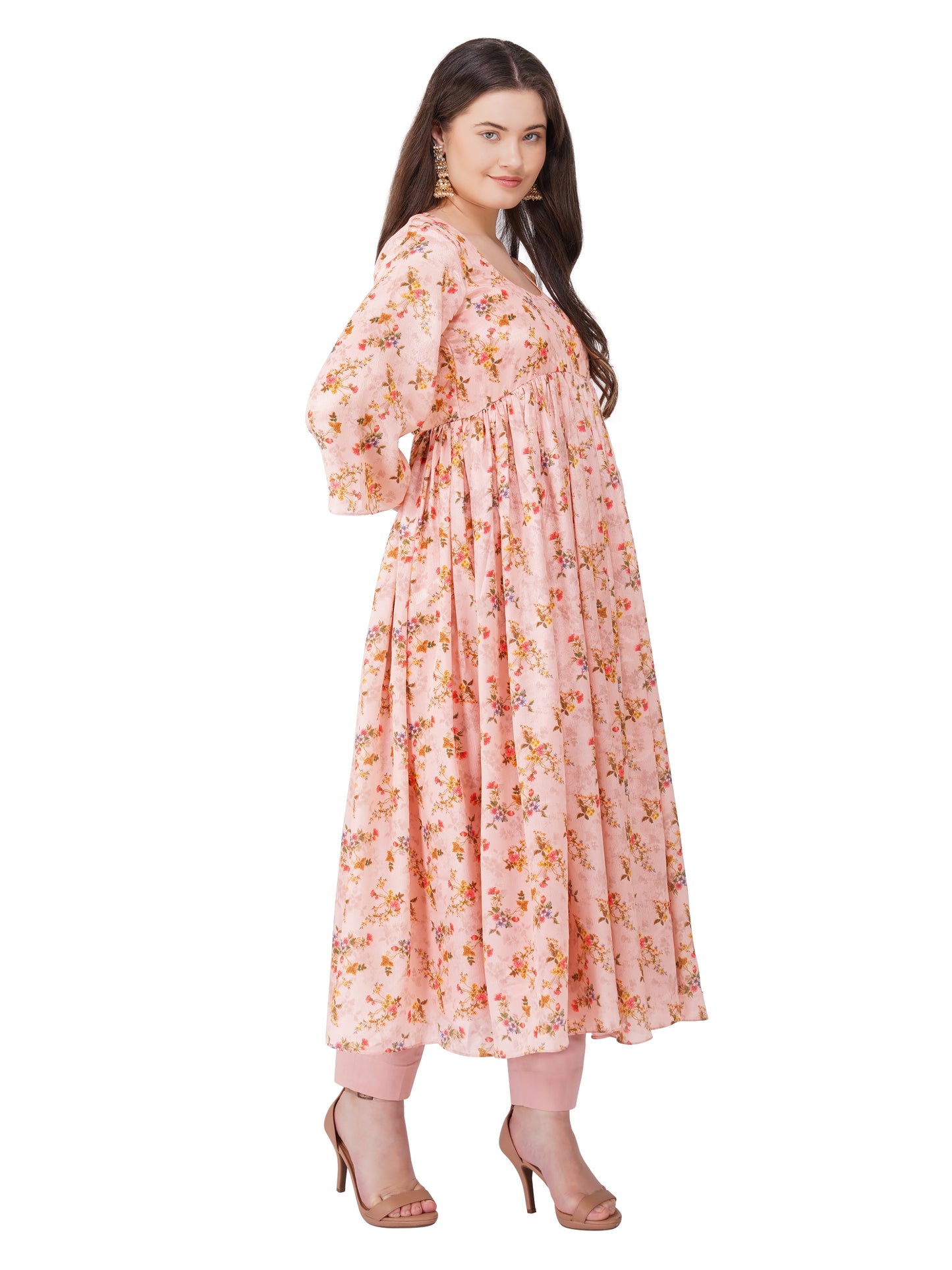 Vaclav women's maxi frock with pant/ chinon long frock women's/women dress
