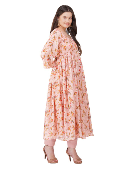 Vaclav women's maxi frock with pant/ chinon long frock women's/women dress