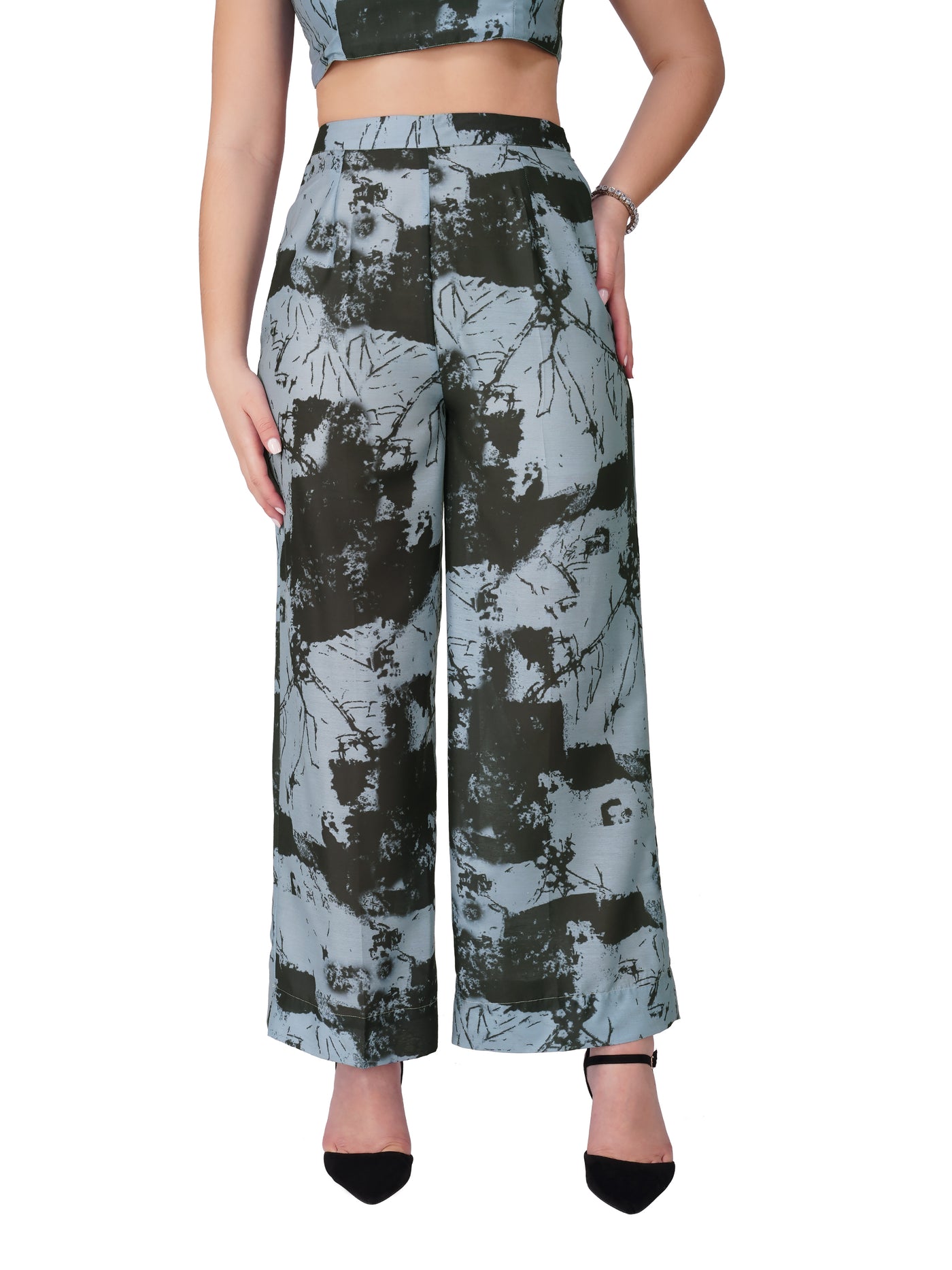 Vaclav Women’s Sky Blue Malmal Top with Straight Pant