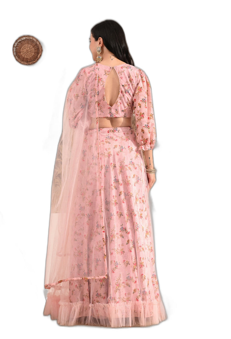 Vaclav Blush Mauve Semi-Stitched Lehenga Choli for Women | Heavy Embroidered Poly Silk | Wedding & Sangeet