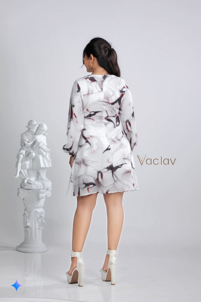 Elegant Women’s Summer Short Dress - French Crepe Fabric, Lightweight & Breathable