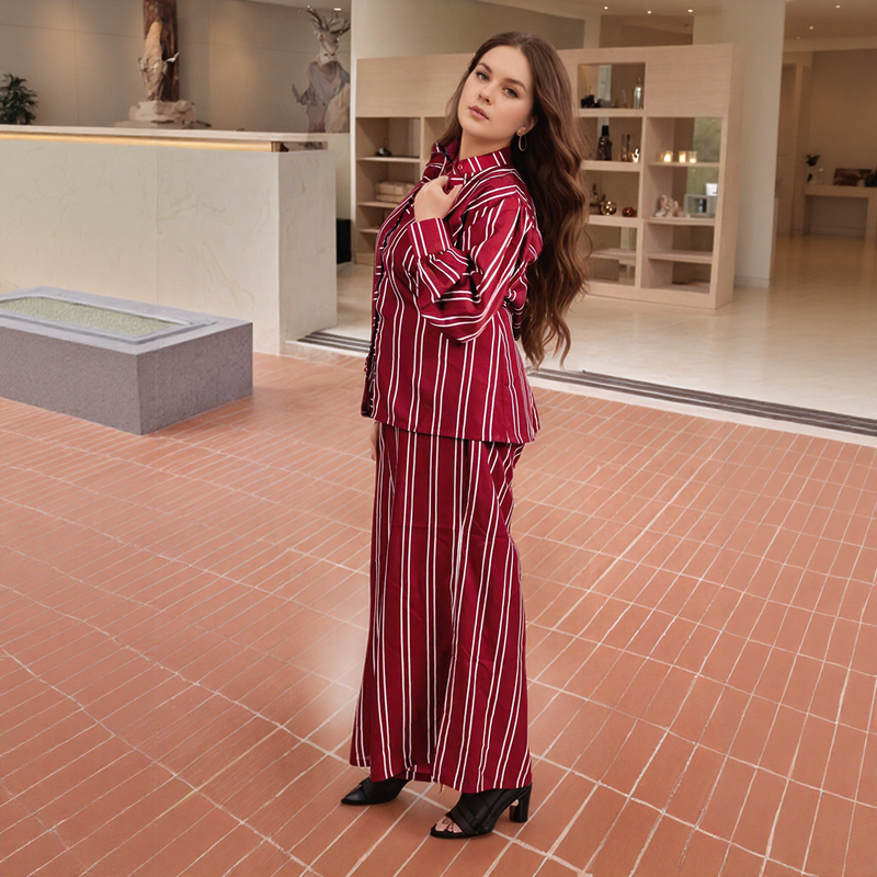 Crimson Chic Red Top & Pant Co-ords Set - Trendy Women's Two-Piece Outfit