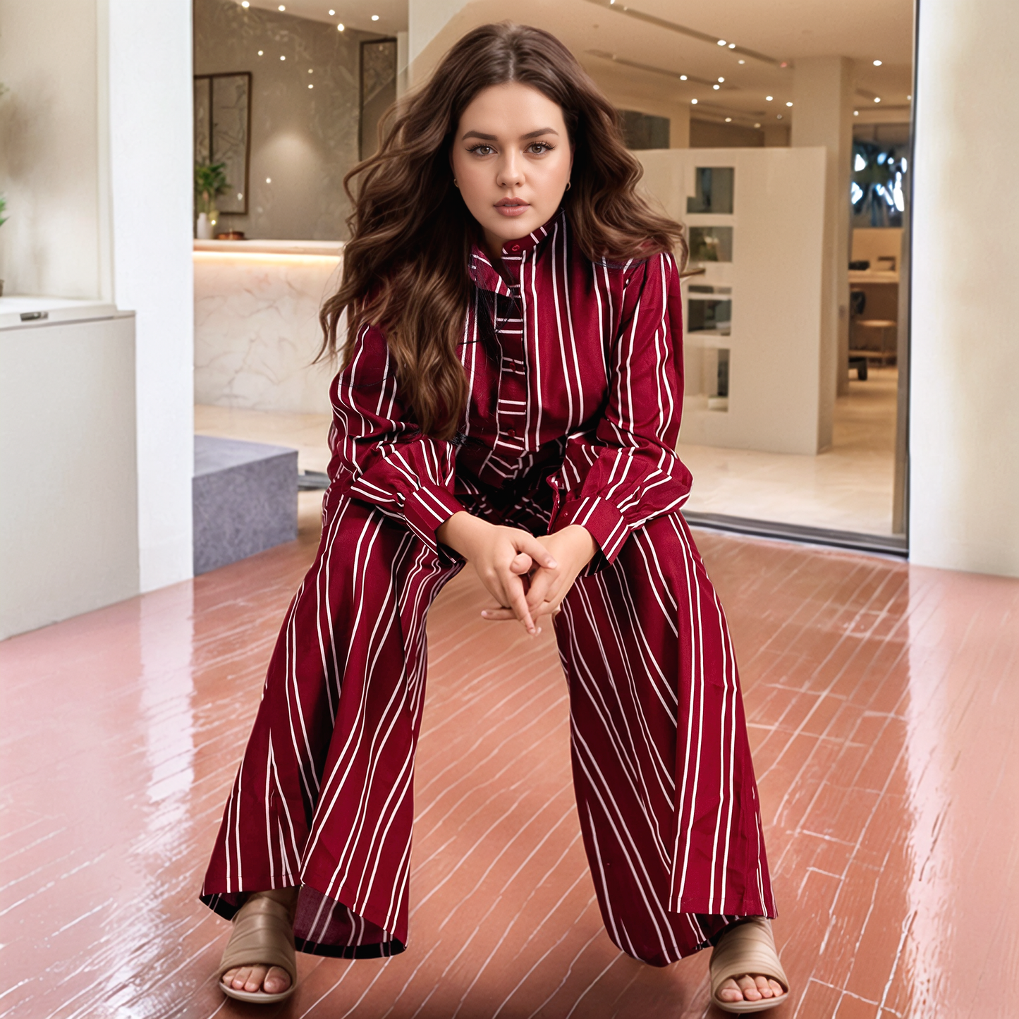 Crimson Chic Red Top & Pant Co-ords Set - Trendy Women's Two-Piece Outfit