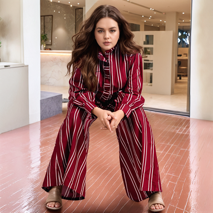 Crimson Chic Red Top & Pant Co-ords Set - Trendy Women's Two-Piece Outfit