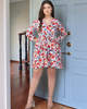 Vaclav Blooming Charm: White &amp; Red Floral Short Dress