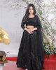Midnight Elegance Black Georgette Lehenga Blouse with U-Neck - Indian Ethnic Wear