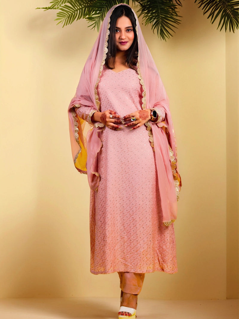 A Line kurta with Paint & Dupatta