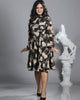Coffee Noir Black & Beige Polo Neck Short Dress - Stylish & Comfortable Women's Casual Dress