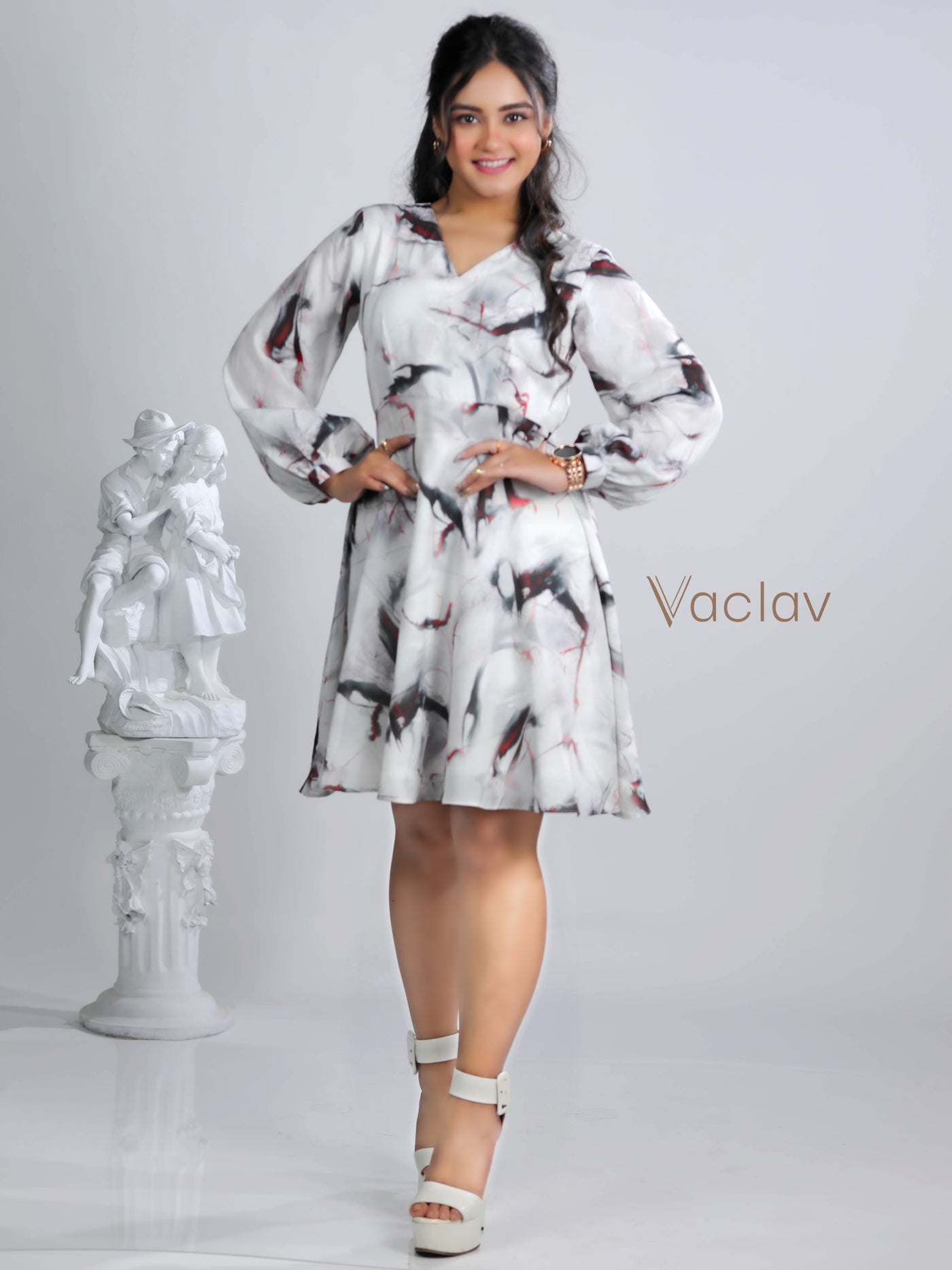 Elegant Women’s Summer Short Dress - French Crepe Fabric, Lightweight & Breathable