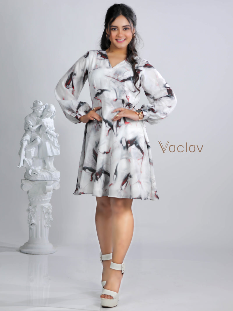 Elegant Women’s Summer Short Dress - French Crepe Fabric, Lightweight & Breathable