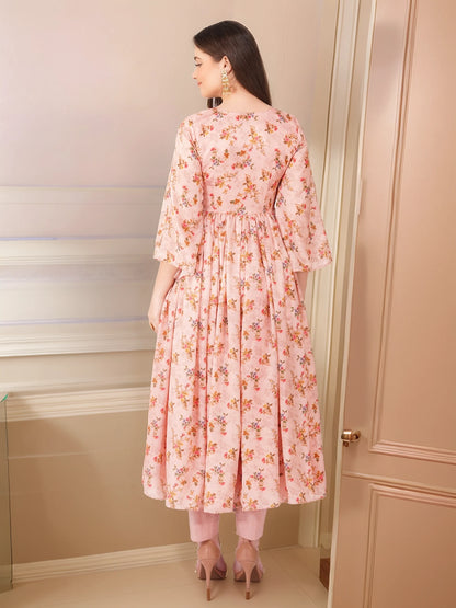 Vaclav women's maxi frock with pant/ chinon long frock women's/women dress