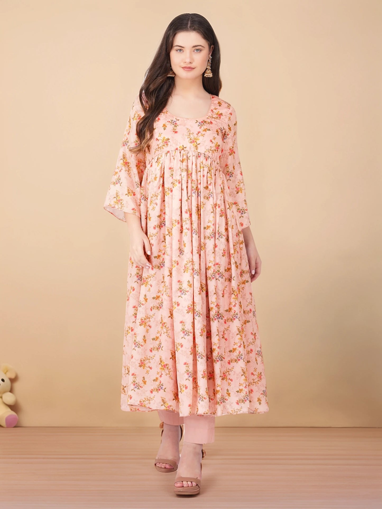 Vaclav women's maxi frock with pant/ chinon long frock women's/women dress