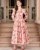 Vaclav women's floral frock with puff sleeve chinon and cotton pant