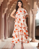 Vaclav Women’s White &amp; Orange One-Shoulder Gown
