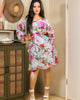 Vaclav Blushing Slate Grey &amp; Pink Satin Short Dress