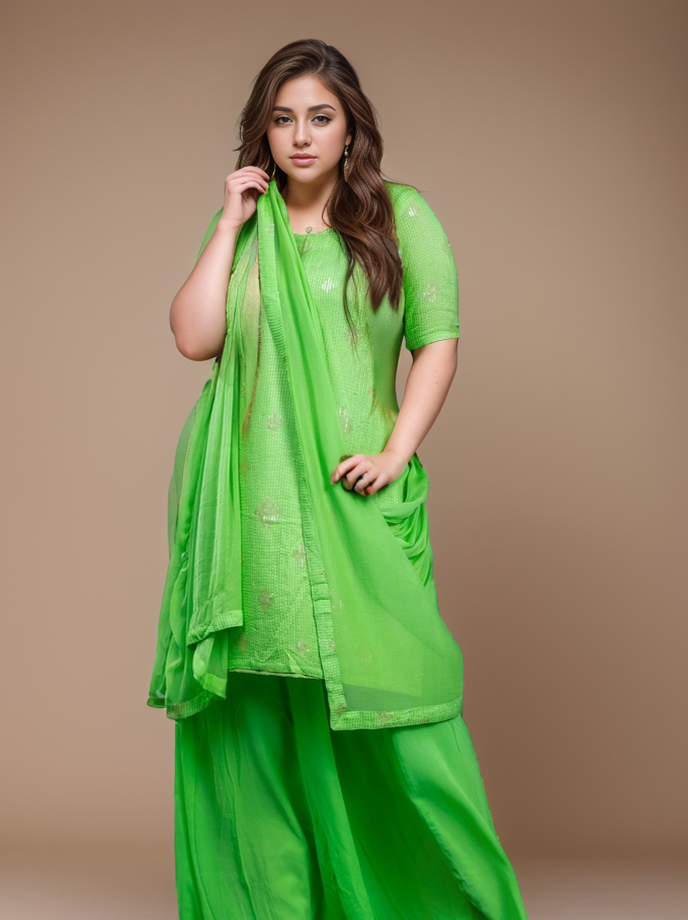 women green casual suit plazo