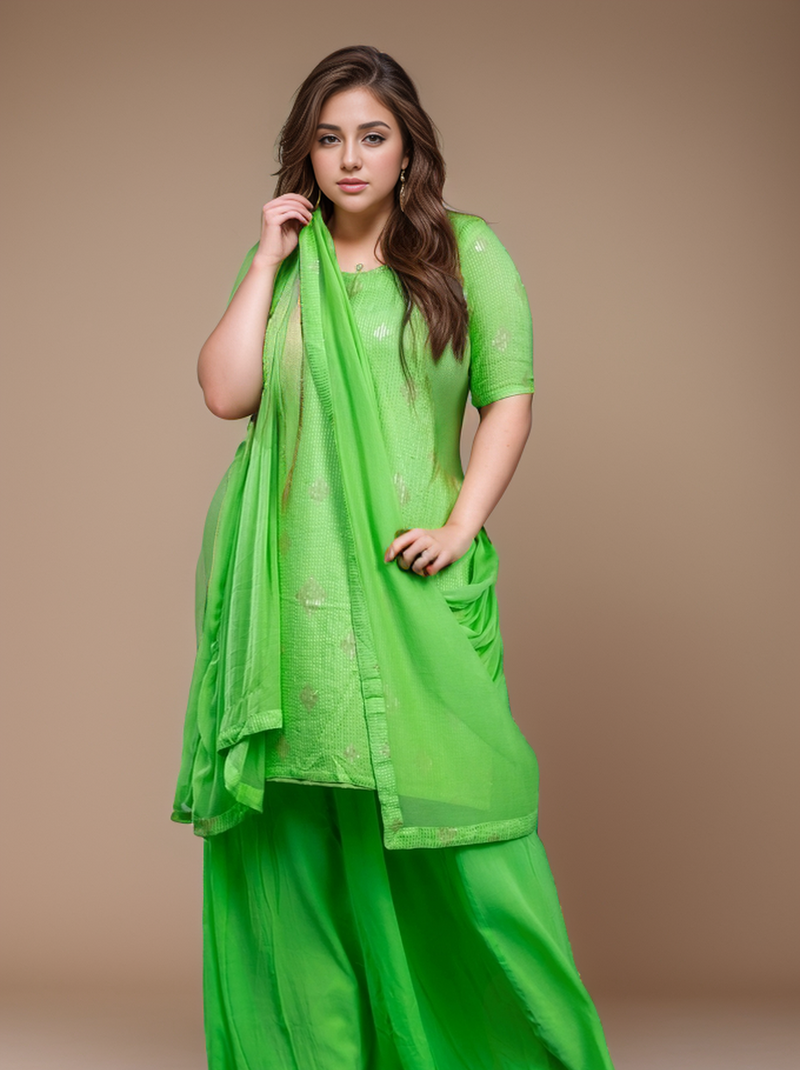 women green casual suit plazo